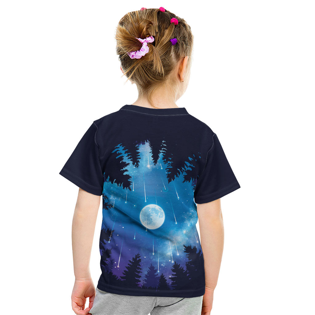 Perseid Meteor Shower Kid T Shirt Starry Sky Above The Trees