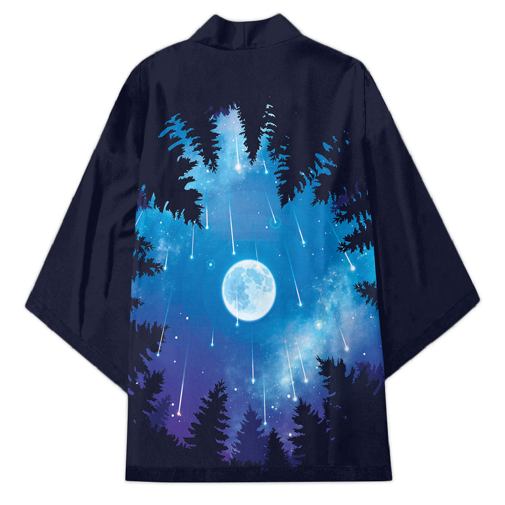 Perseid Meteor Shower Kimono Starry Sky Above The Trees