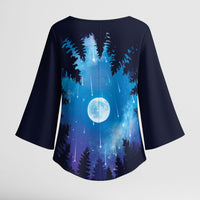 Perseid Meteor Shower Kimono Sleeve Blouse Starry Sky Above The Trees