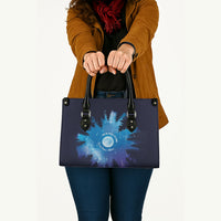 Perseid Meteor Shower Leather Bag Starry Sky Above The Trees