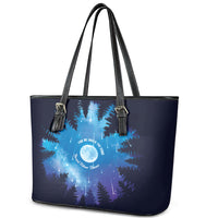 Perseid Meteor Shower Leather Tote Bag Starry Sky Above The Trees