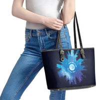Perseid Meteor Shower Leather Tote Bag Starry Sky Above The Trees
