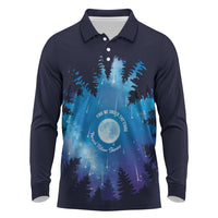 Perseid Meteor Shower Long Sleeve Polo Shirt Starry Sky Above The Trees