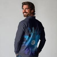 Perseid Meteor Shower Long Sleeve Polo Shirt Starry Sky Above The Trees