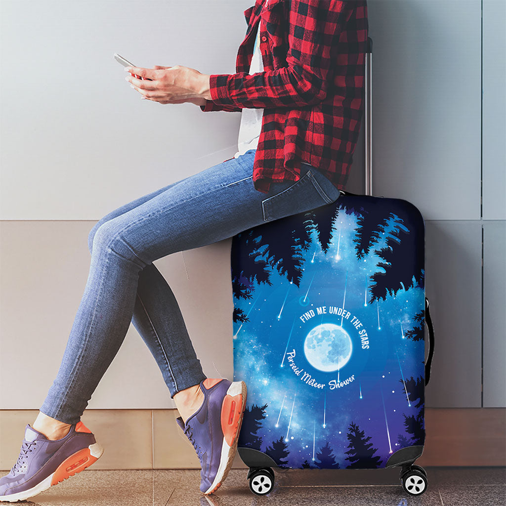 Perseid Meteor Shower Luggage Cover Starry Sky Above The Trees