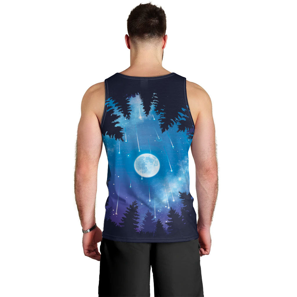 Perseid Meteor Shower Men Tank Top Starry Sky Above The Trees