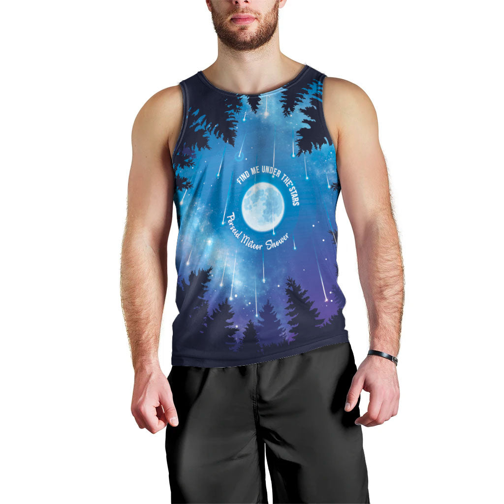 Perseid Meteor Shower Men Tank Top Starry Sky Above The Trees