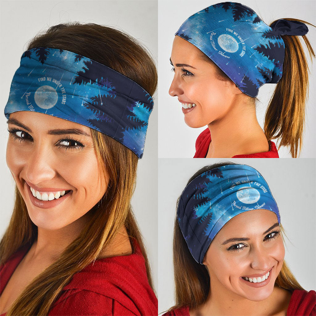 Perseid Meteor Shower Neck Gaiter Starry Sky Above The Trees