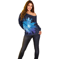 Perseid Meteor Shower Off Shoulder Sweater Starry Sky Above The Trees