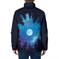 Perseid Meteor Shower Padded Jacket Starry Sky Above The Trees