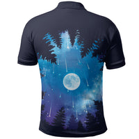 Perseid Meteor Shower Polo Shirt Starry Sky Above The Trees