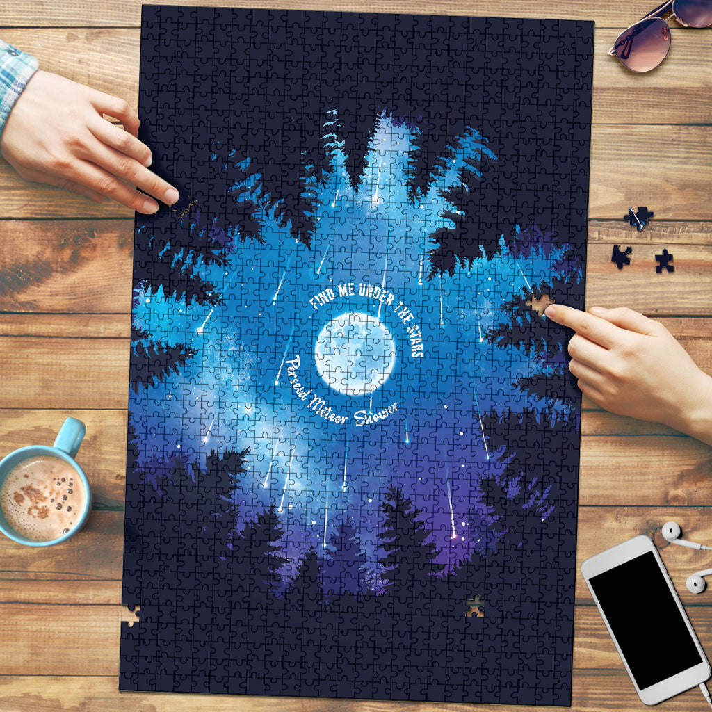 Perseid Meteor Shower Puzzle Starry Sky Above The Trees