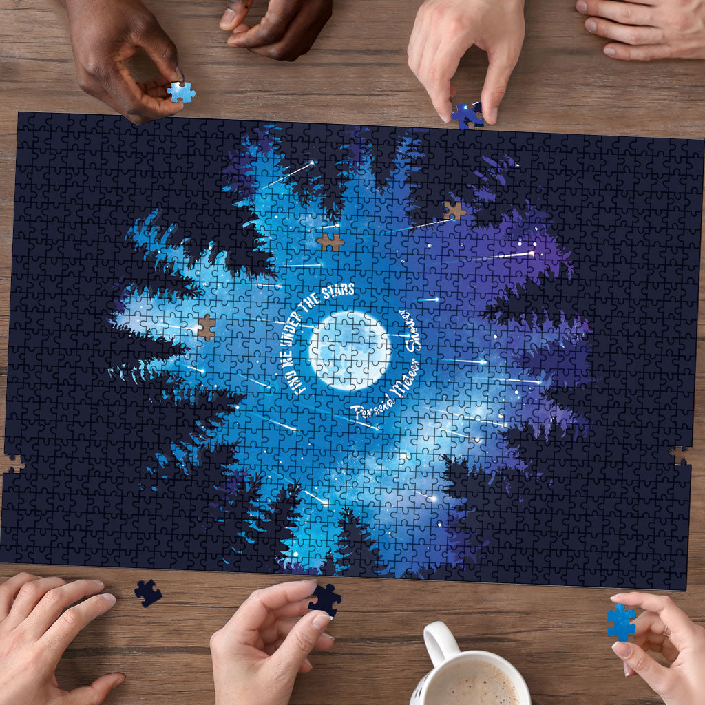 Perseid Meteor Shower Puzzle Starry Sky Above The Trees
