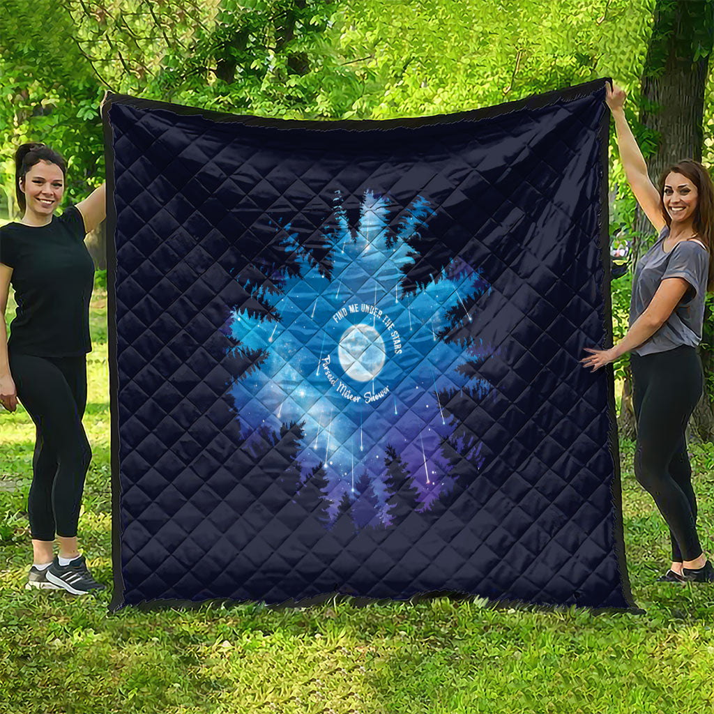 Perseid Meteor Shower Quilt Starry Sky Above The Trees