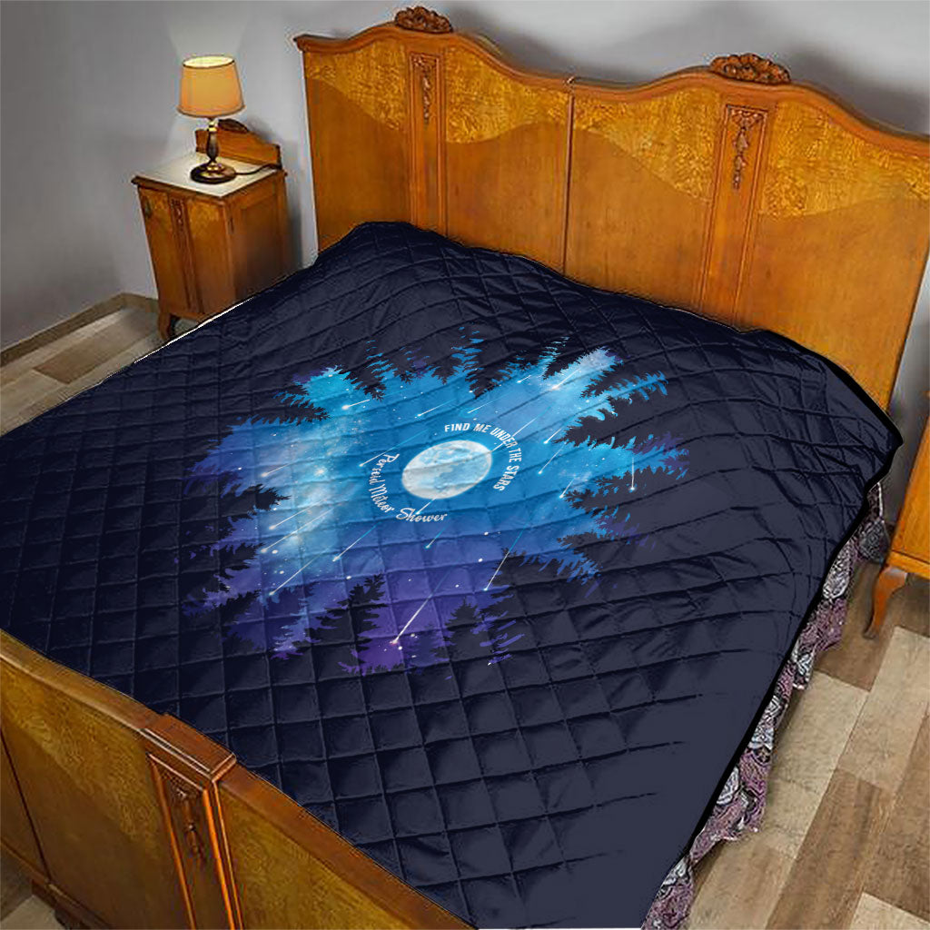 Perseid Meteor Shower Quilt Starry Sky Above The Trees