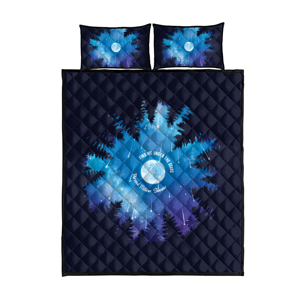 Perseid Meteor Shower Quilt Bed Set Starry Sky Above The Trees