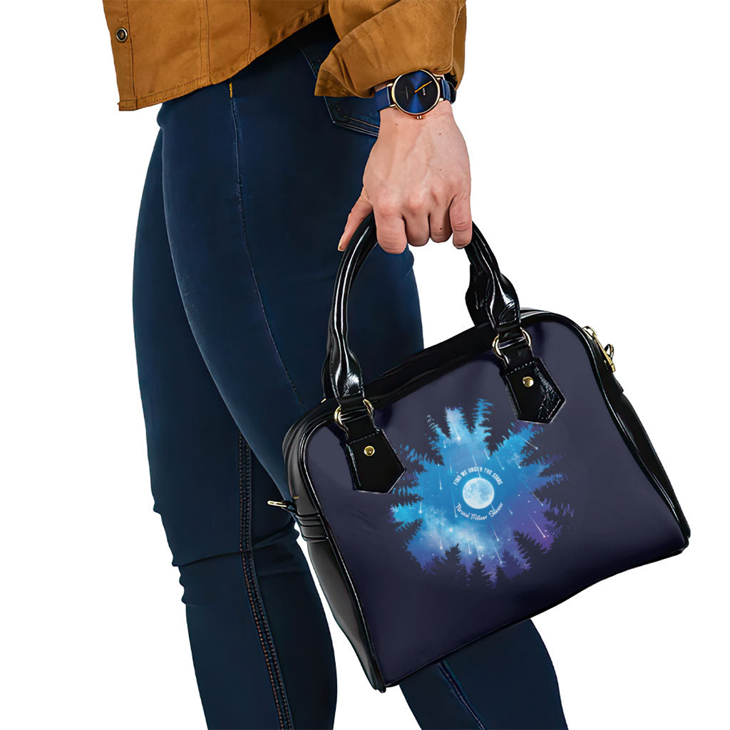 Perseid Meteor Shower Shoulder Handbag Starry Sky Above The Trees