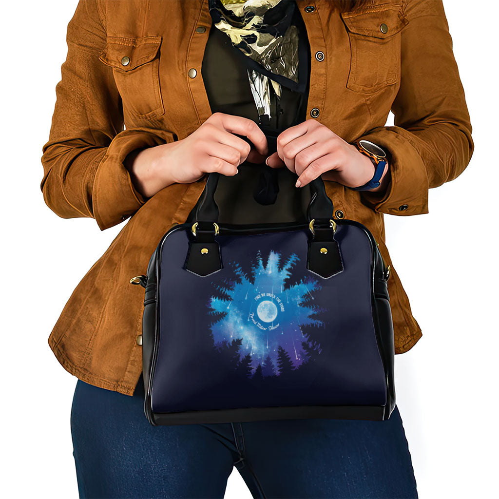 Perseid Meteor Shower Shoulder Handbag Starry Sky Above The Trees