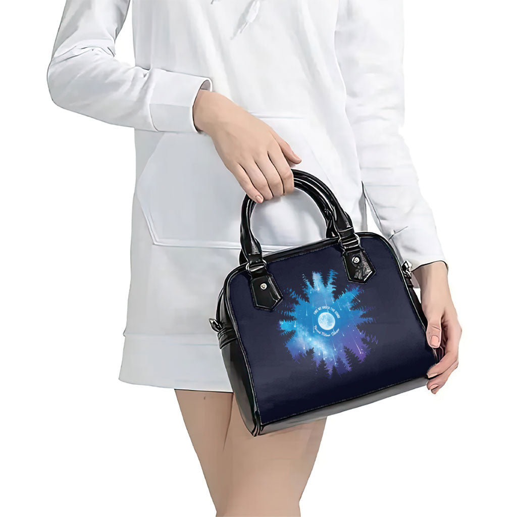 Perseid Meteor Shower Shoulder Handbag Starry Sky Above The Trees