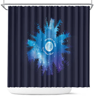 Perseid Meteor Shower Shower Curtain Starry Sky Above The Trees