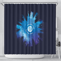 Perseid Meteor Shower Shower Curtain Starry Sky Above The Trees