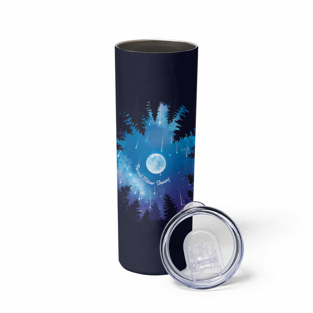 Perseid Meteor Shower Skinny Tumbler Starry Sky Above The Trees