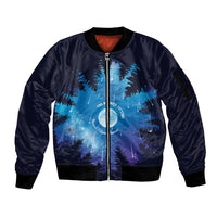 Perseid Meteor Shower Sleeve Zip Bomber Jacket Starry Sky Above The Trees