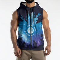 Perseid Meteor Shower Sleeveless Zip Hoodie Starry Sky Above The Trees