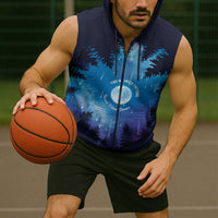 Perseid Meteor Shower Sleeveless Zip Hoodie Starry Sky Above The Trees