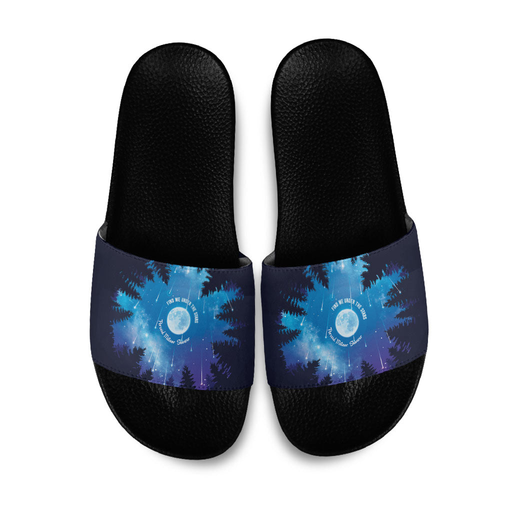 Perseid Meteor Shower Slide Sandals Starry Sky Above The Trees