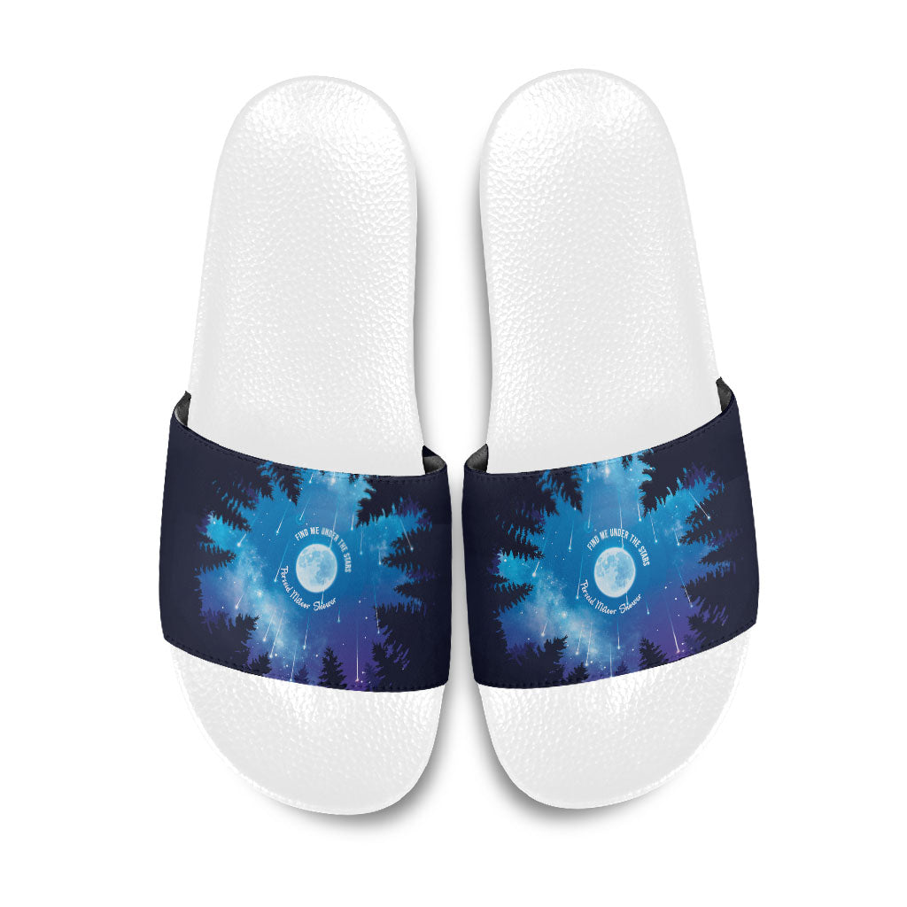 Perseid Meteor Shower Slide Sandals Starry Sky Above The Trees