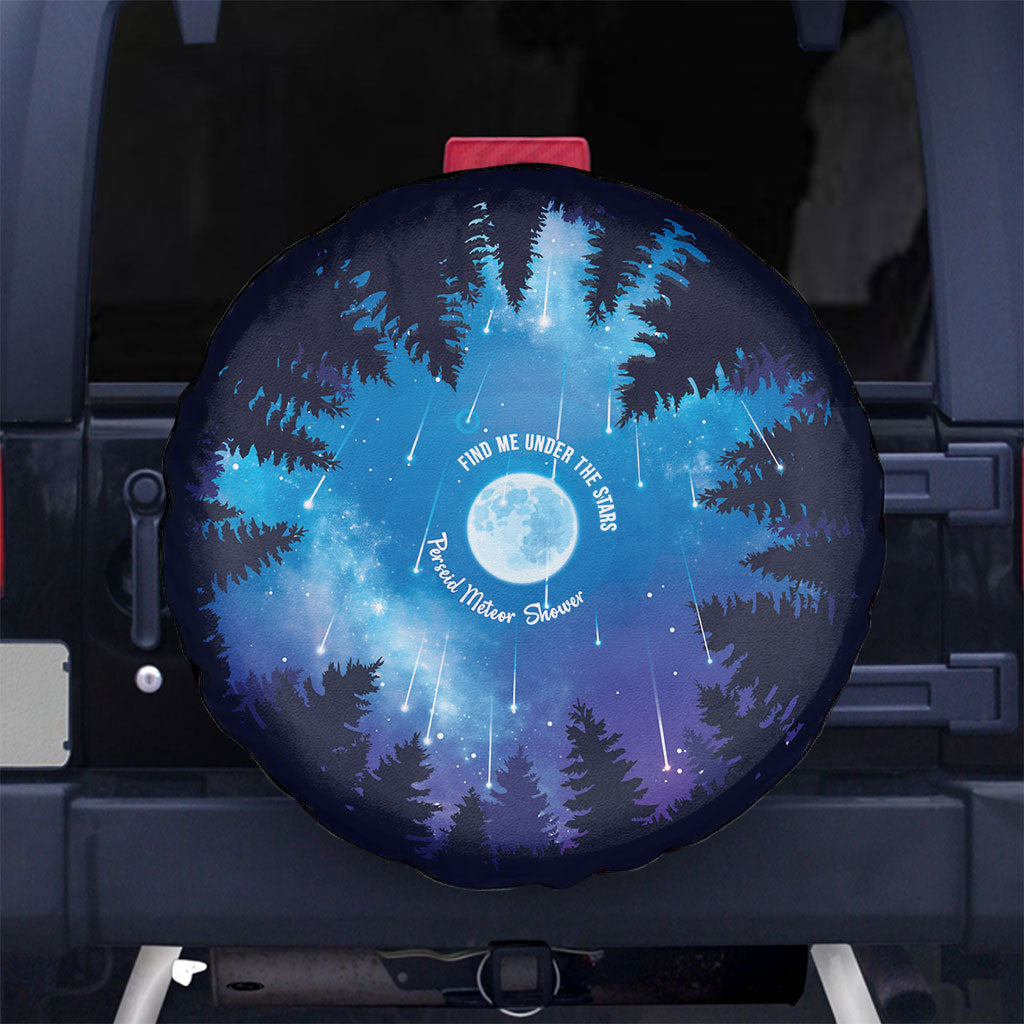Perseid Meteor Shower Spare Tire Cover Starry Sky Above The Trees