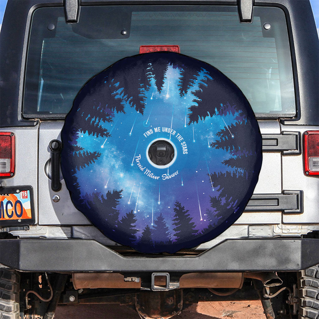 Perseid Meteor Shower Spare Tire Cover Starry Sky Above The Trees