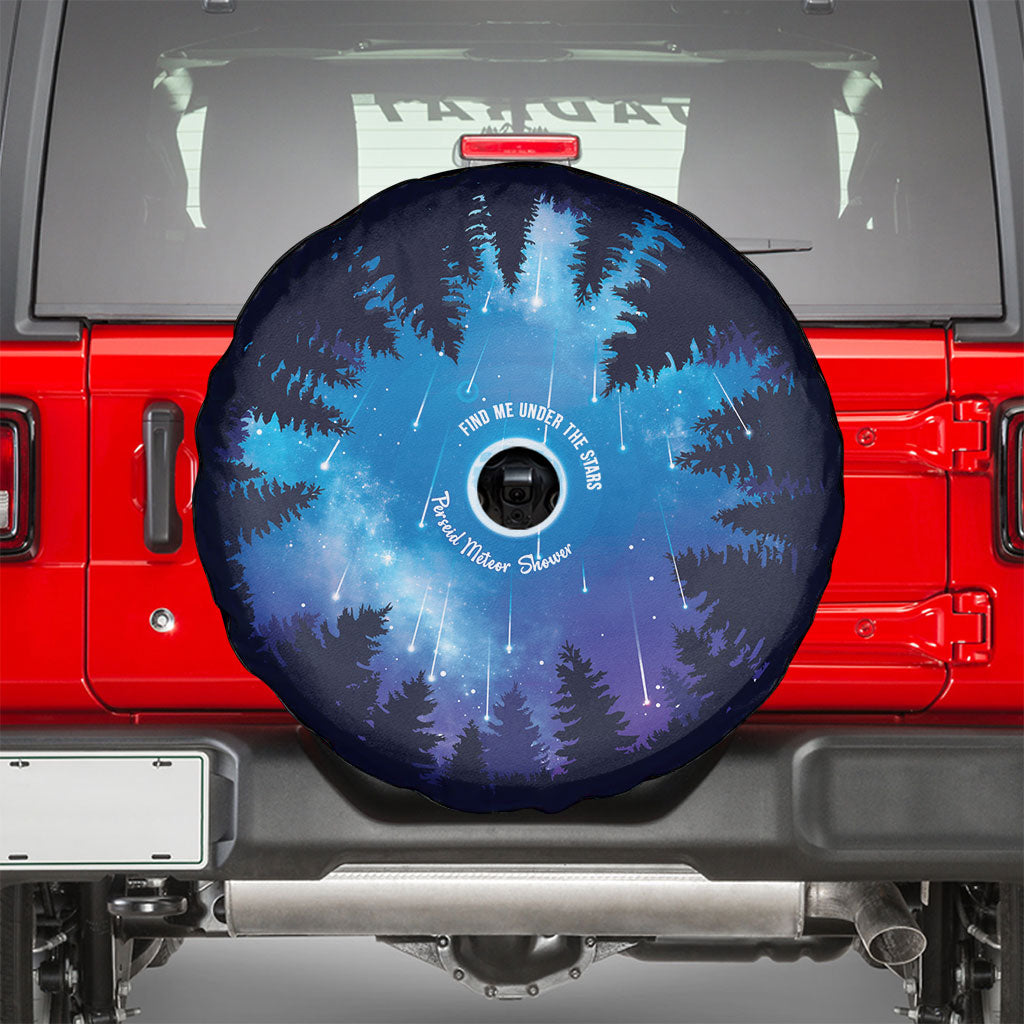 Perseid Meteor Shower Spare Tire Cover Starry Sky Above The Trees