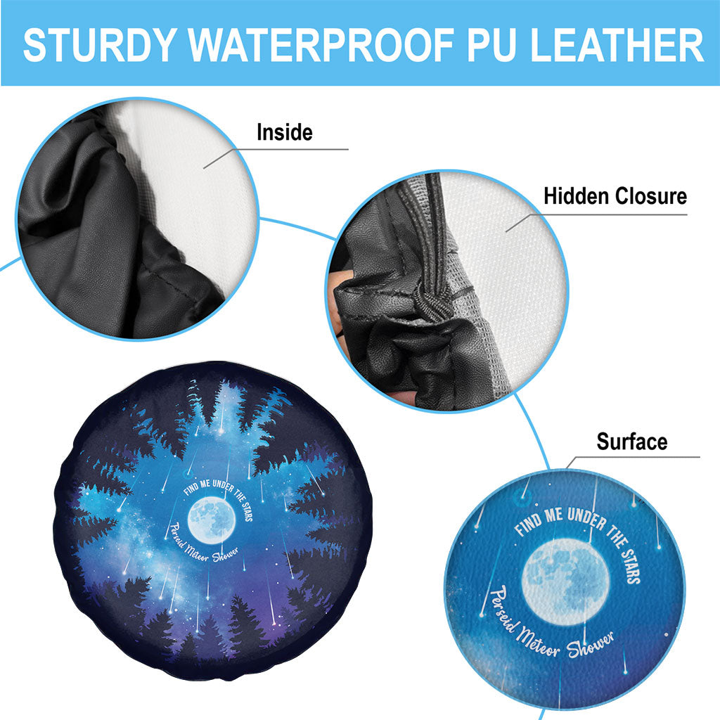Perseid Meteor Shower Spare Tire Cover Starry Sky Above The Trees