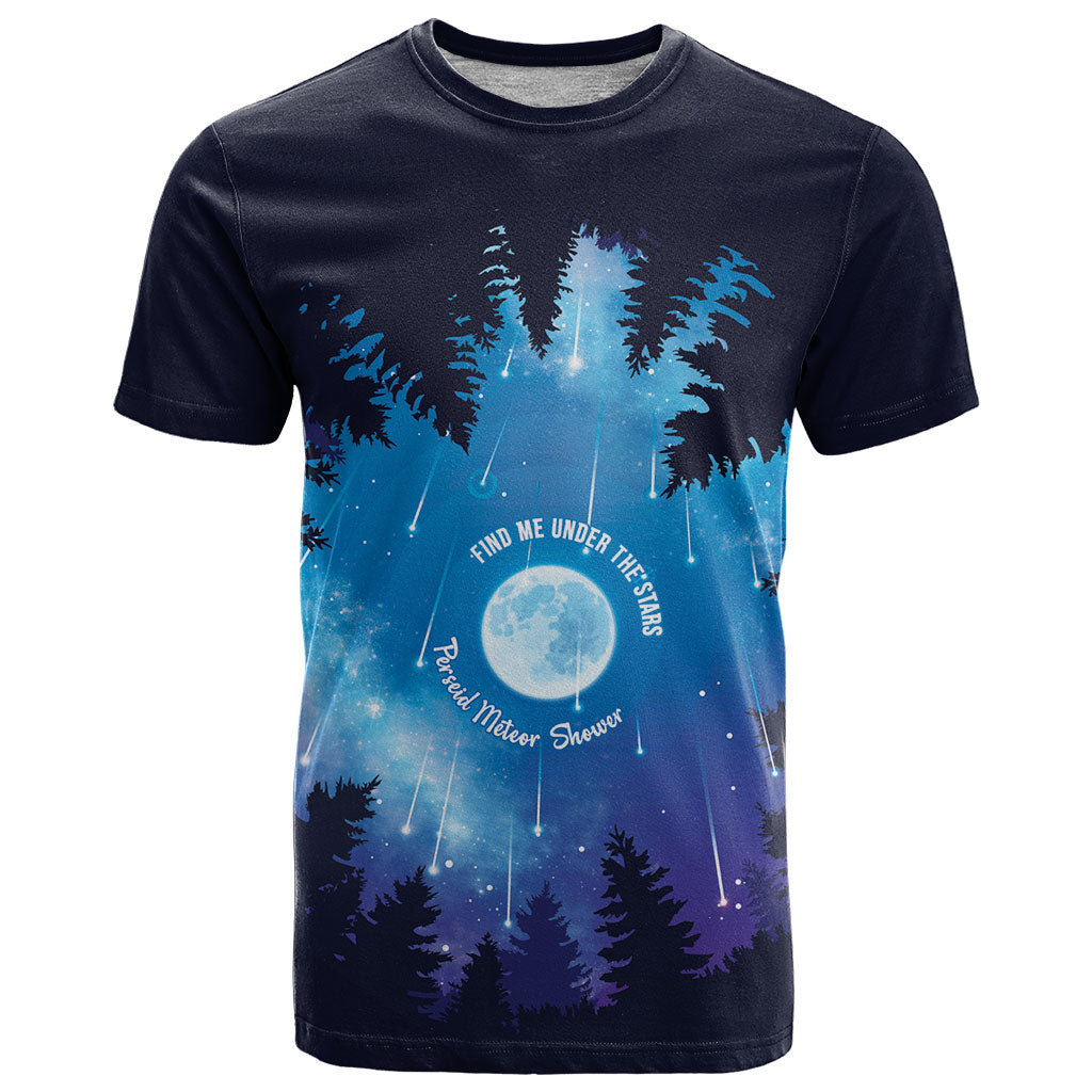 Perseid Meteor Shower T Shirt Starry Sky Above The Trees