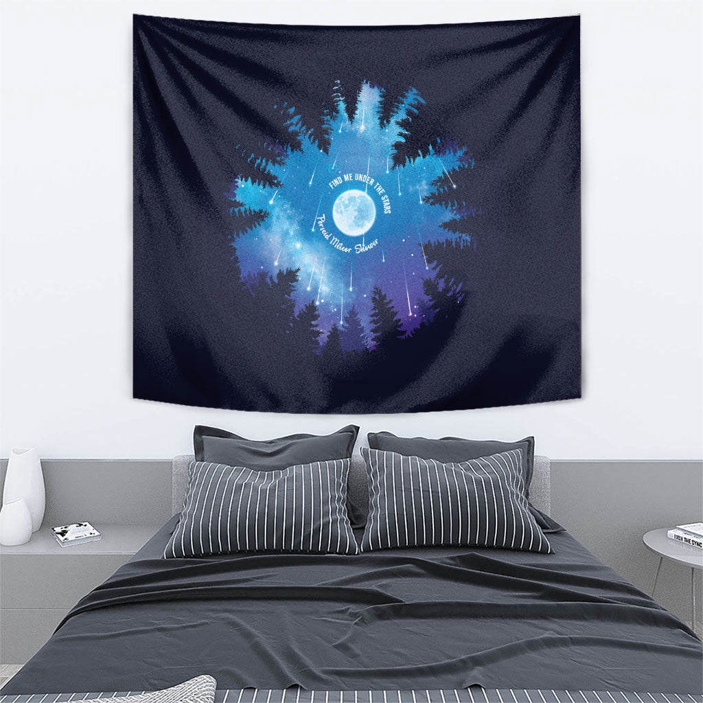 Perseid Meteor Shower Tapestry Starry Sky Above The Trees