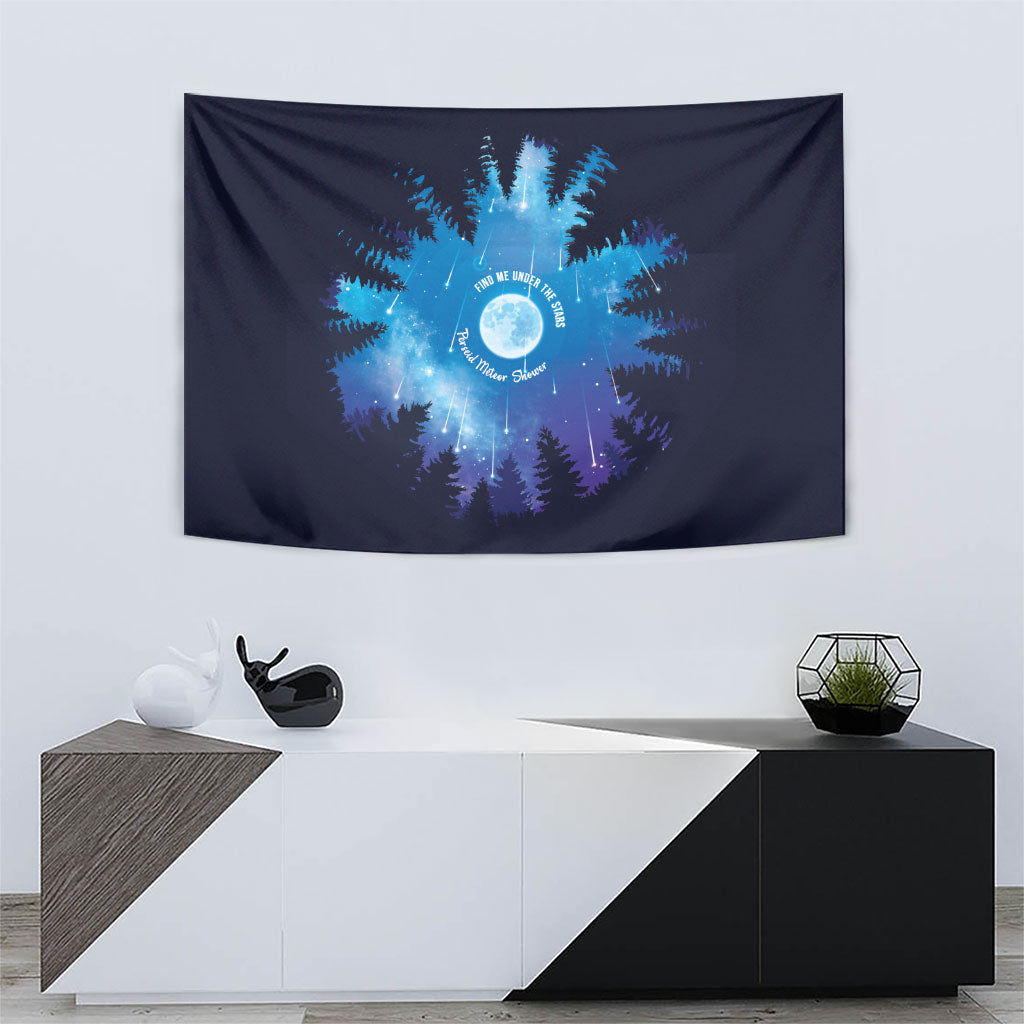 Perseid Meteor Shower Tapestry Starry Sky Above The Trees