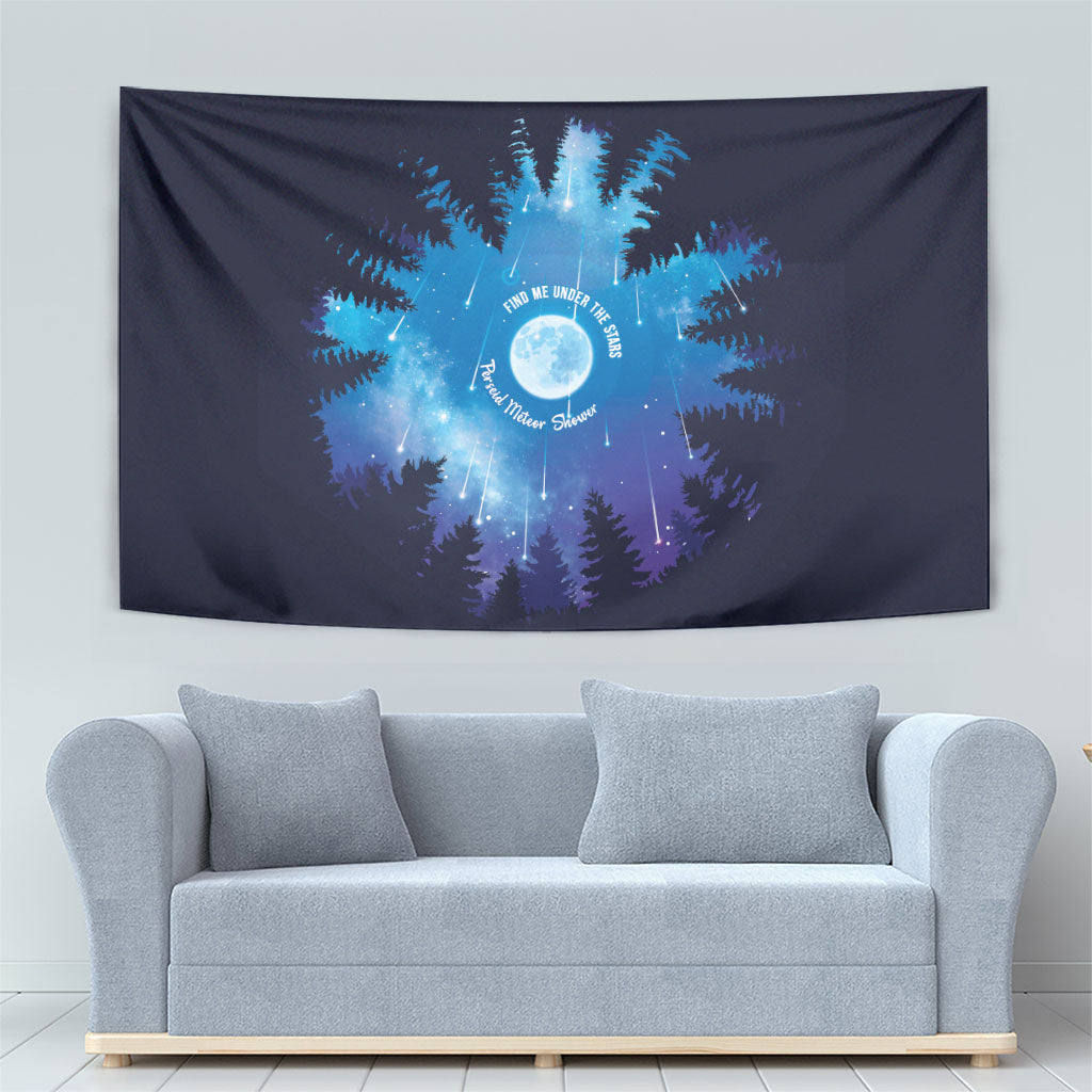 Perseid Meteor Shower Tapestry Starry Sky Above The Trees