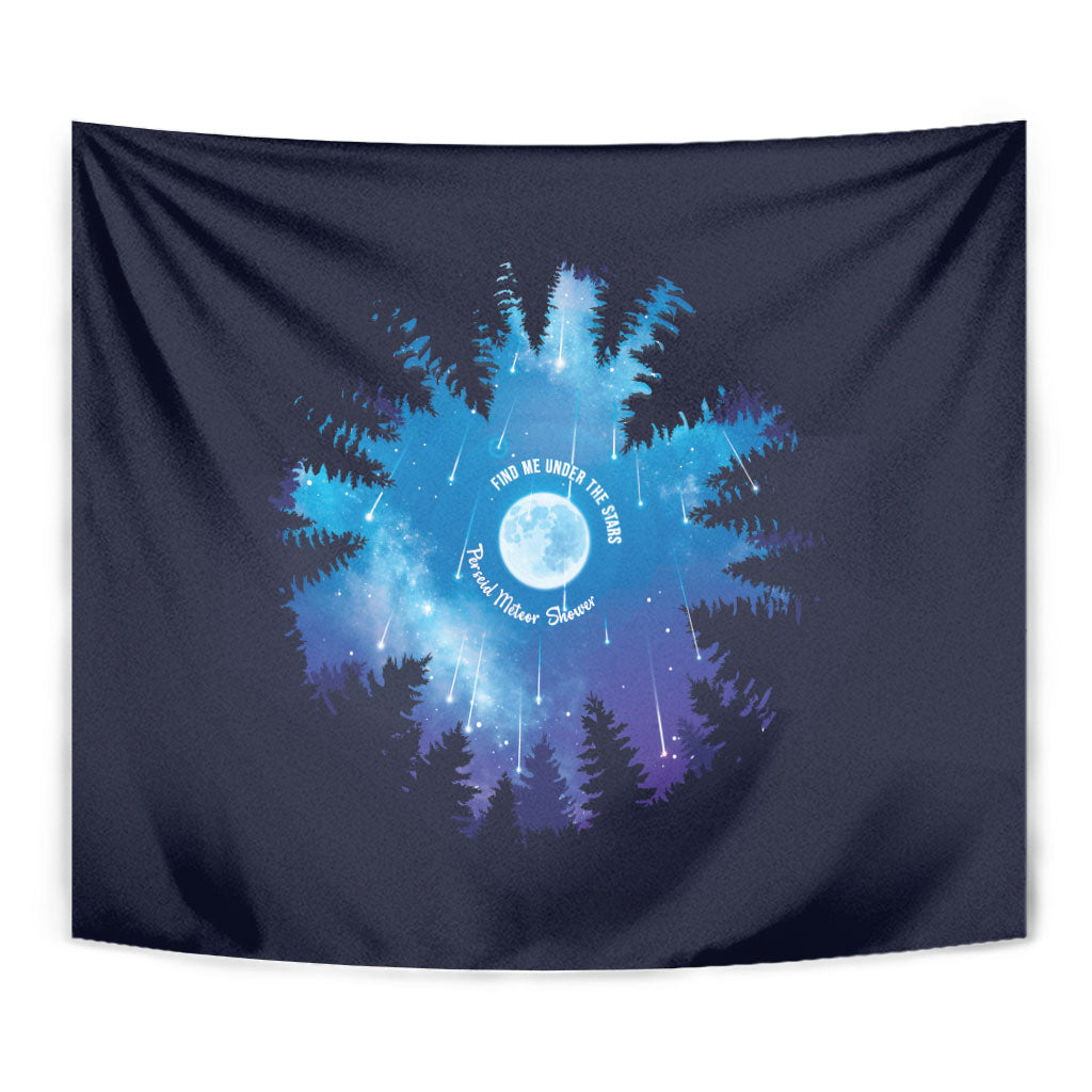Perseid Meteor Shower Tapestry Starry Sky Above The Trees