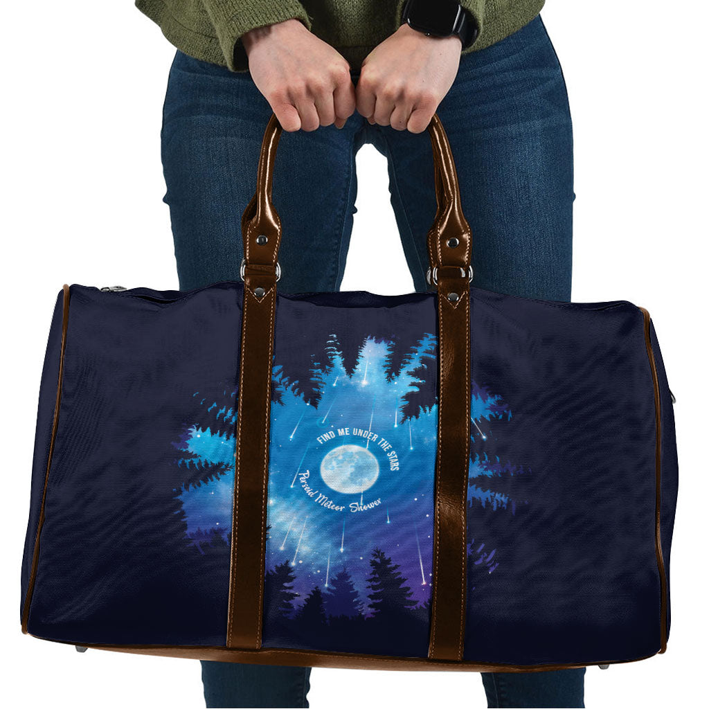 Perseid Meteor Shower Travel Bag Starry Sky Above The Trees
