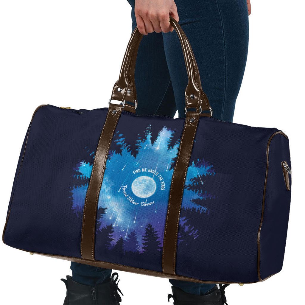Perseid Meteor Shower Travel Bag Starry Sky Above The Trees