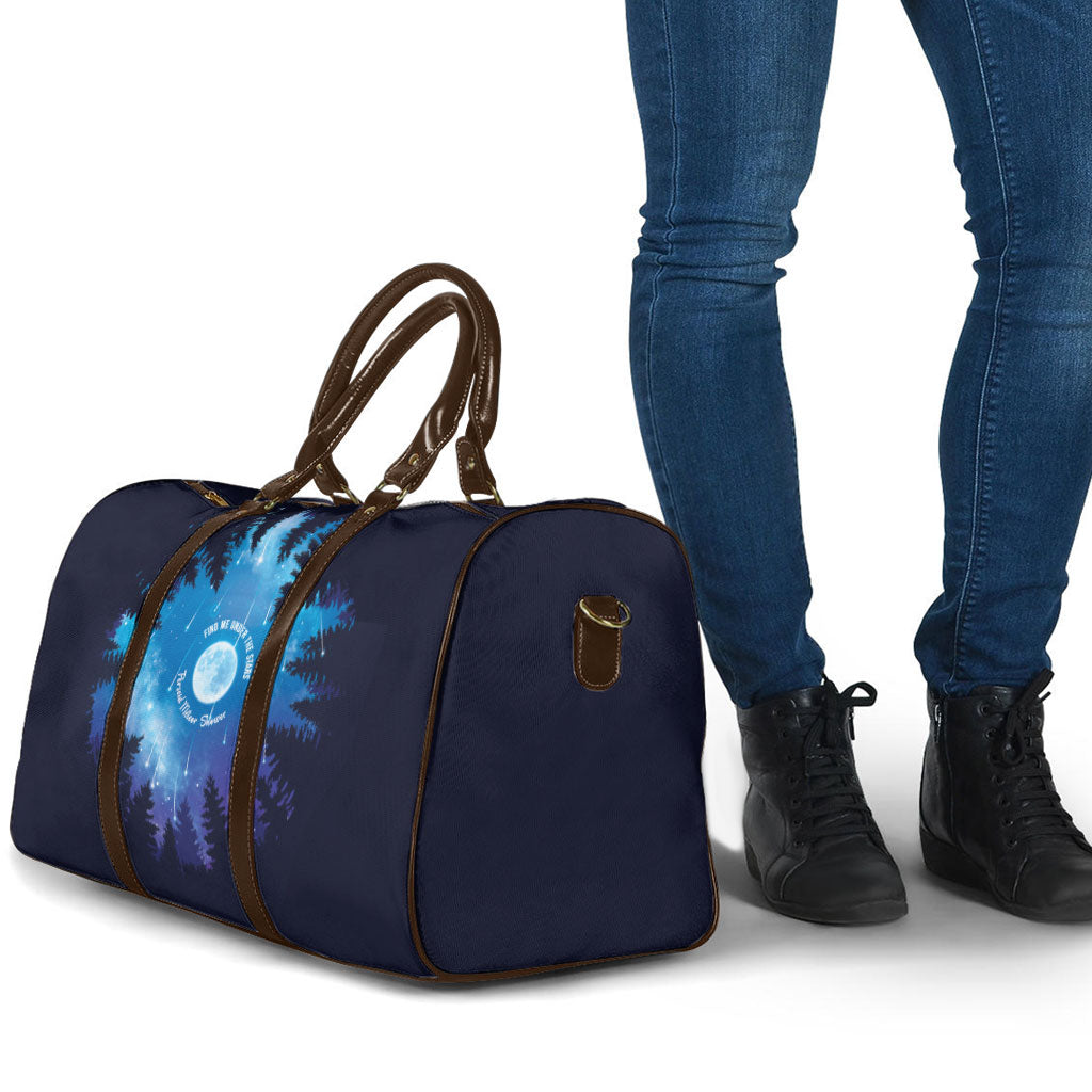 Perseid Meteor Shower Travel Bag Starry Sky Above The Trees