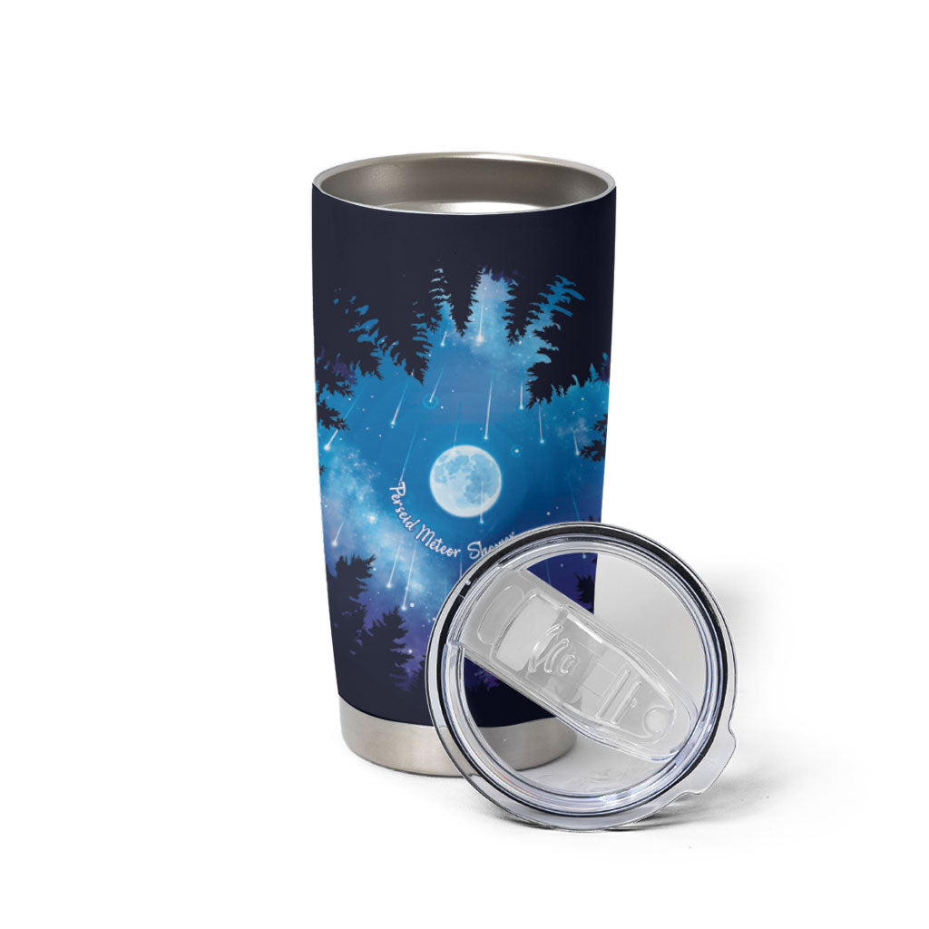 Perseid Meteor Shower Tumbler Cup Starry Sky Above The Trees