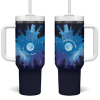 Perseid Meteor Shower Tumbler With Handle Starry Sky Above The Trees