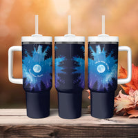 Perseid Meteor Shower Tumbler With Handle Starry Sky Above The Trees