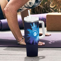 Perseid Meteor Shower Tumbler With Handle Starry Sky Above The Trees