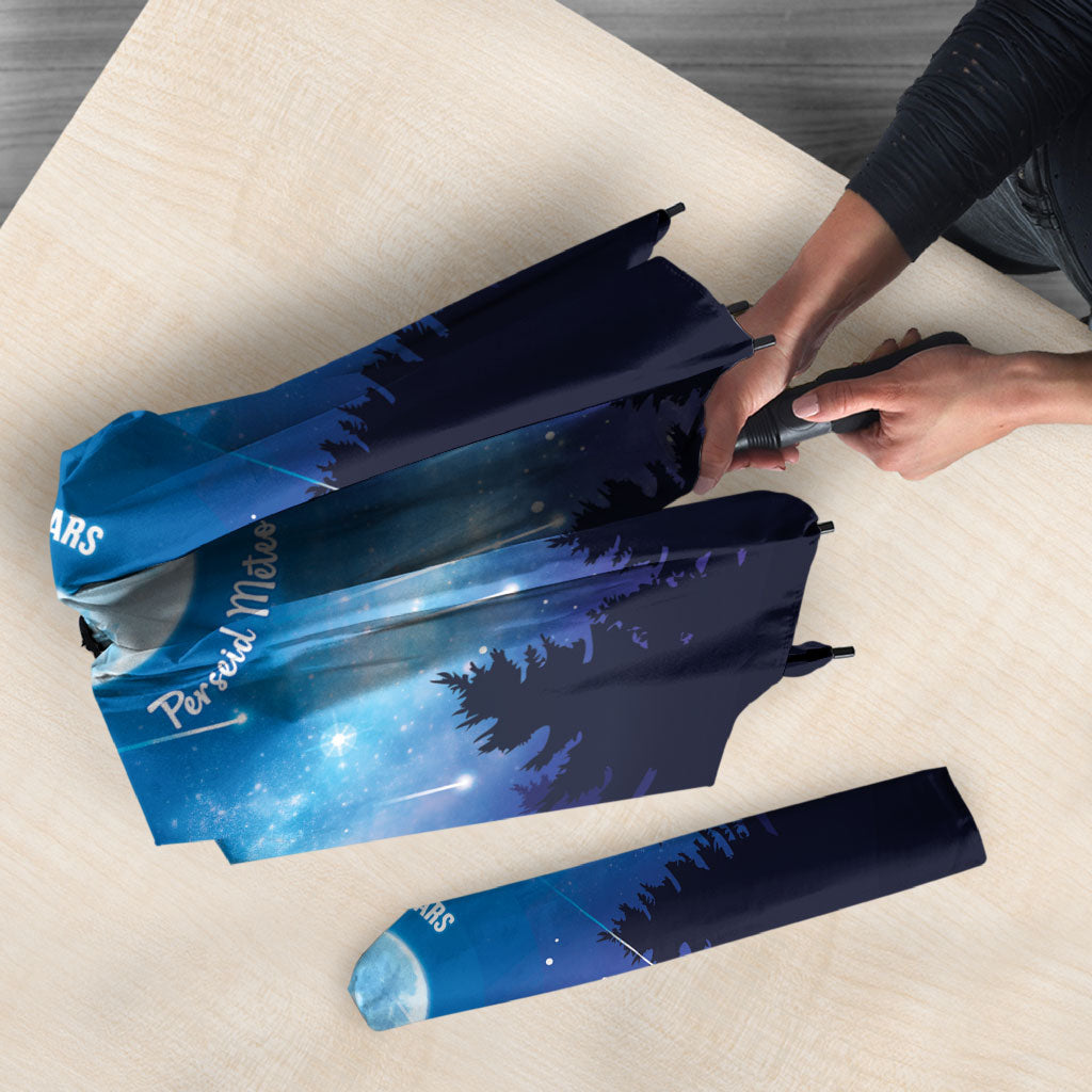 Perseid Meteor Shower Umbrella Starry Sky Above The Trees