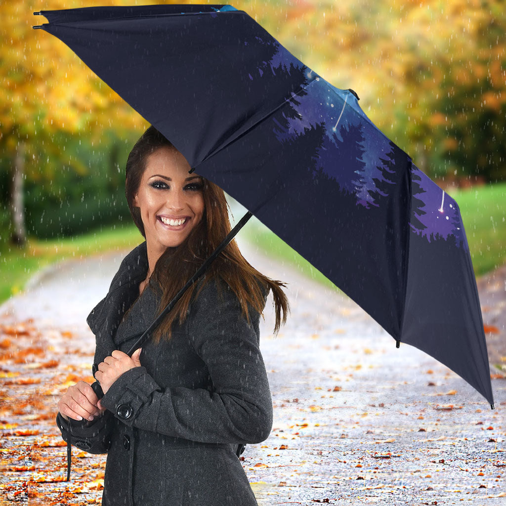 Perseid Meteor Shower Umbrella Starry Sky Above The Trees