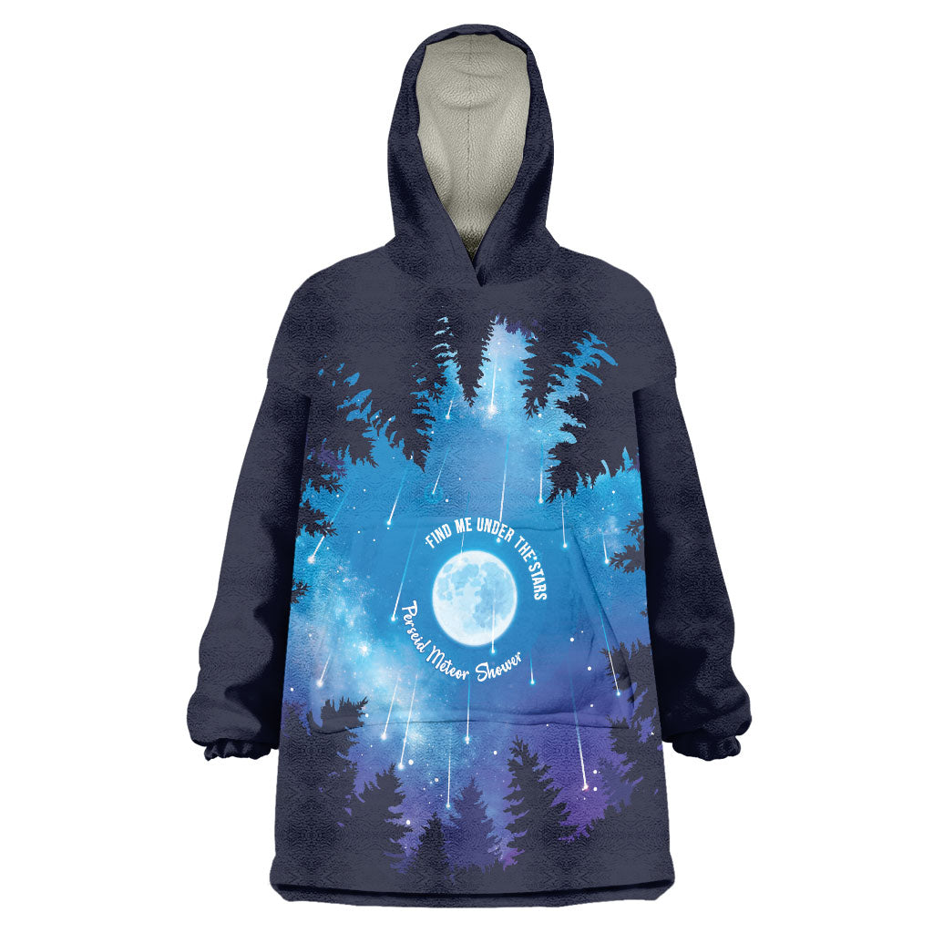 Perseid Meteor Shower Wearable Blanket Hoodie Starry Sky Above The Trees